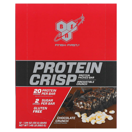 BSN-Protein Crisp-Chocolate Crunch-12 Bars-1.94 oz (55 g) Each