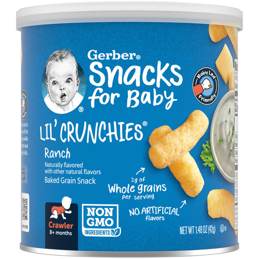 Gerber-Snacks for Baby-Lil' Crunchies-Baked Grain Snack-8+ Months-Ranch-1.48 oz (42 g)
