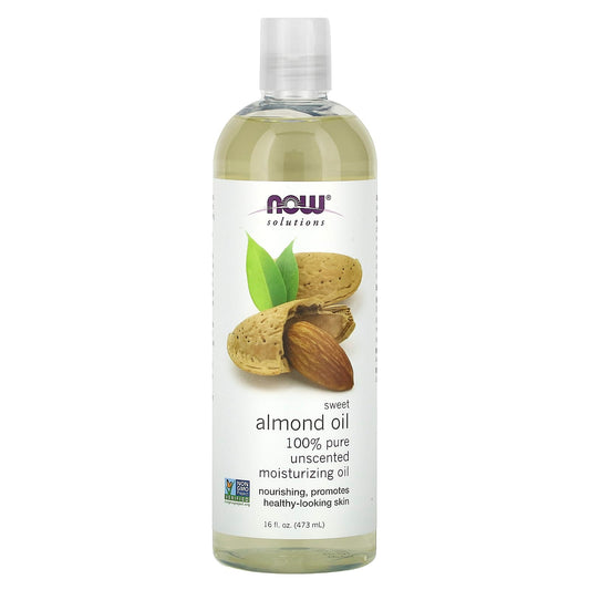 NOW Foods-Sweet Almond Oil-100% Pure Moisturizing Oil-Unscented-16 fl oz (473 ml)