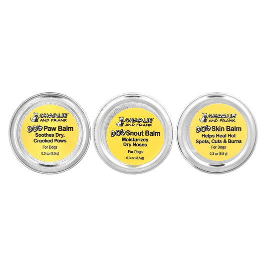 Charlie and Frank-Dog Balm Variety Set: Paw-Skin-Snout-3 Tins-0.3 oz (8.5 g) Each