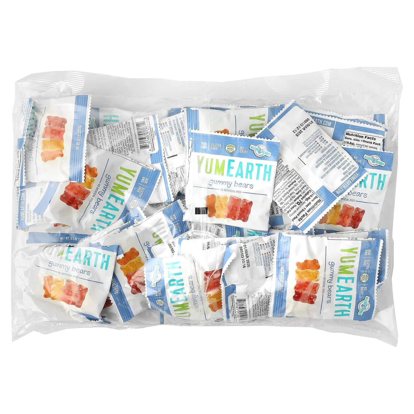 YumEarth, Gummy Bears, Assorted, 35 Snack Packs, 0.7 oz (19.8 g) Each