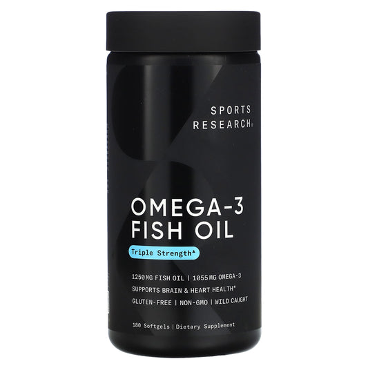 Sports Research-Omega-3 Fish Oil-Triple Strength-180 Softgels