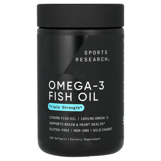Sports Research-Omega-3 Fish Oil-Triple Strength-120 Softgels
