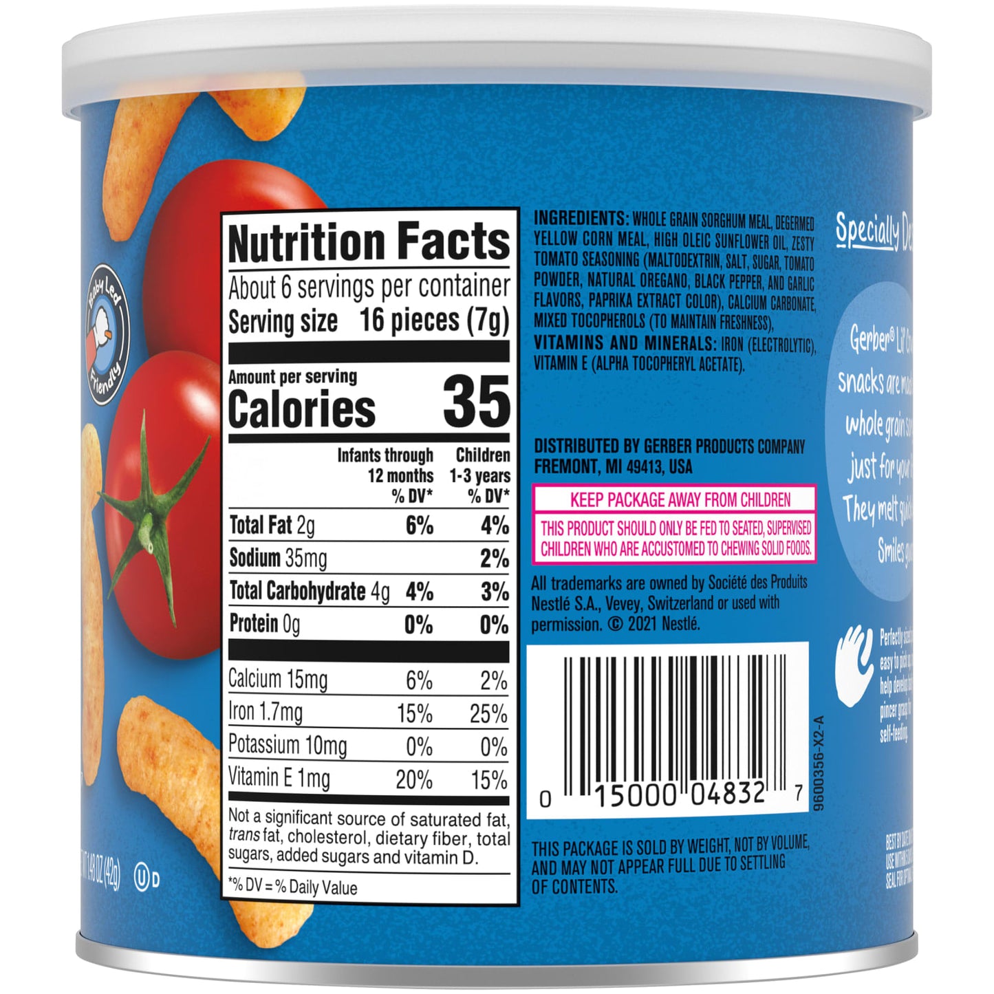 Gerber, Snacks for Baby, Lil' Crunchies, Baked Grain Snack, 8+ Months, Garden Tomato, 1.48 oz (42 g)