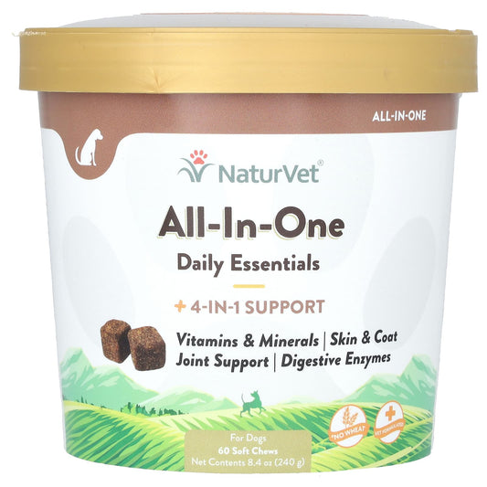 NaturVet-All-In-One-Daily Essentials + 4-In-1 Support-For Dogs-60 Soft Chews-8.4 oz (240 g)