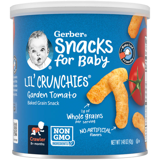 Gerber-Snacks for Baby-Lil' Crunchies-Baked Grain Snack-8+ Months-Garden Tomato-1.48 oz (42 g)