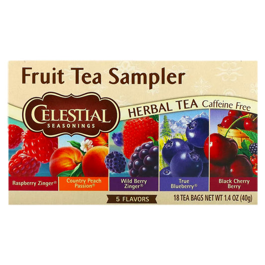 Celestial Seasonings-Fruit Tea Sampler-Caffeine Free-5 Flavors-18 Tea Bags-1.4 oz (40 g)