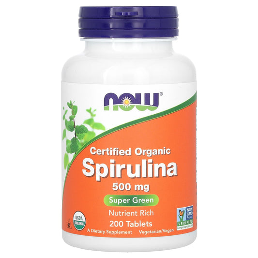 NOW Foods-Certified Organic Spirulina-3,000 mg-200 Tablets (500 mg Per Tablet)