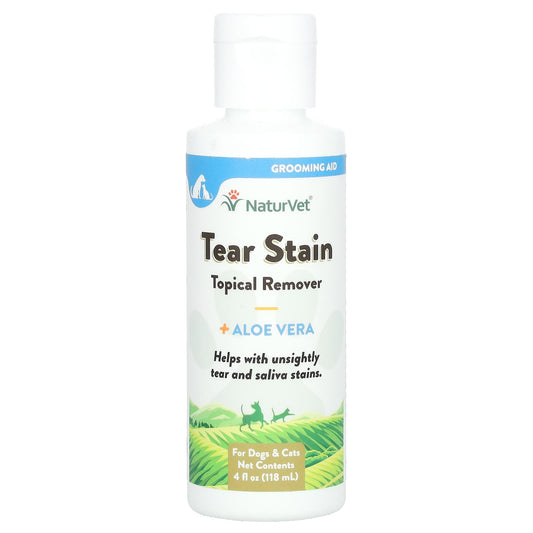 NaturVet-Tear Stain-Topical Remover + Aloe Vera-For Dogs & Cats-4 fl oz (118 ml)