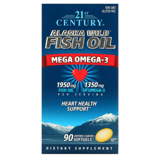 21st Century-Alaska Wild Fish Oil-Mega Omega 3-90 Enteric Coated Softgels