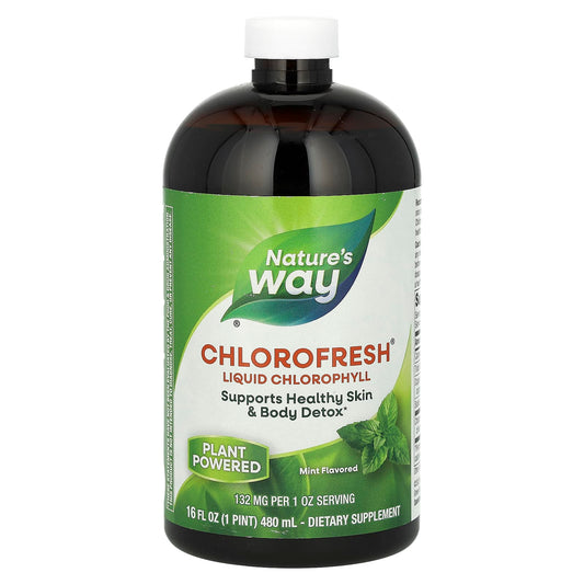 Nature's Way-Chlorofresh-Liquid Chlorophyll-Mint-132 mg-16 fl oz (480 ml) (132 mg per 2 Tbsp)