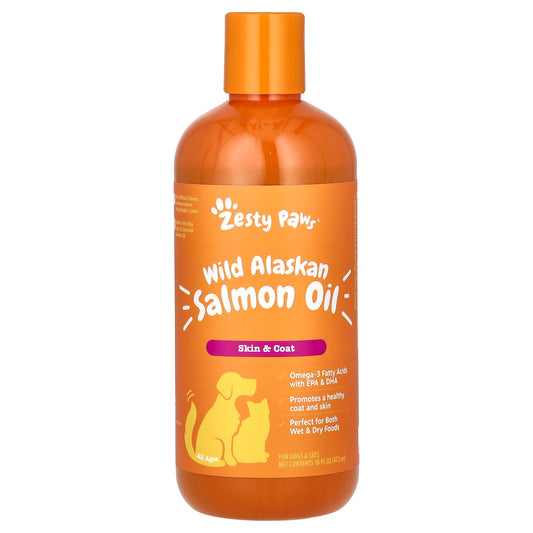Zesty Paws-Wild Alaskan Salmon Oil-For Dogs & Cats-All Ages-16 fl oz (473 ml)