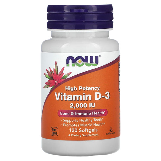 NOW Foods-Vitamin D-3-High Potency-50 mcg (2,000 IU)-120 Softgels