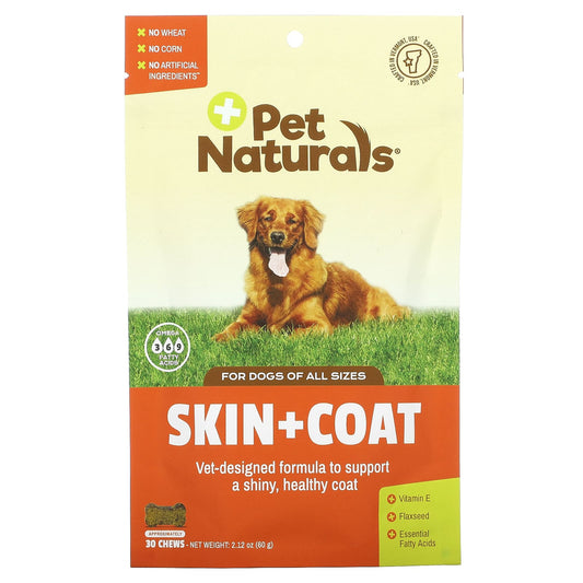 Pet Naturals-Skin + Coat-For Dogs-All Sizes-30 Chews-2.12 oz (60 g)
