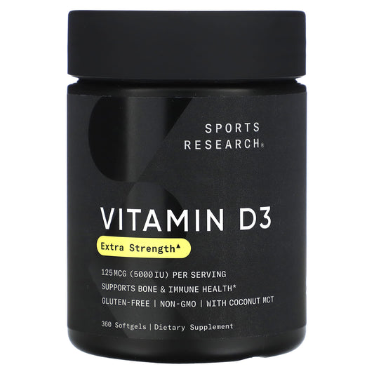 Sports Research-Vitamin D3-Extra Strength-125 mcg (5,000 IU)-360 Softgels