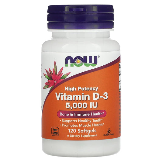 NOW Foods-Vitamin D-3-High Potency-5,000 IU-120 Softgels