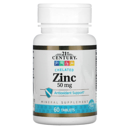 21st Century-Chelated Zinc-50 mg-60 Tablets