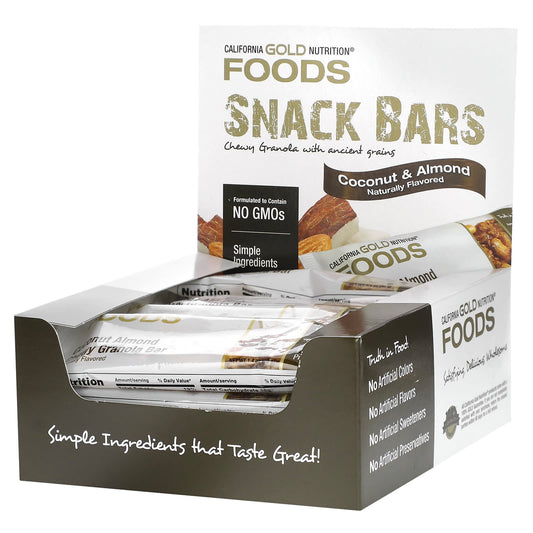California Gold Nutrition-FOODS - Coconut Almond Chewy Granola Bars-12 Bars-1.4 oz (40 g) Each