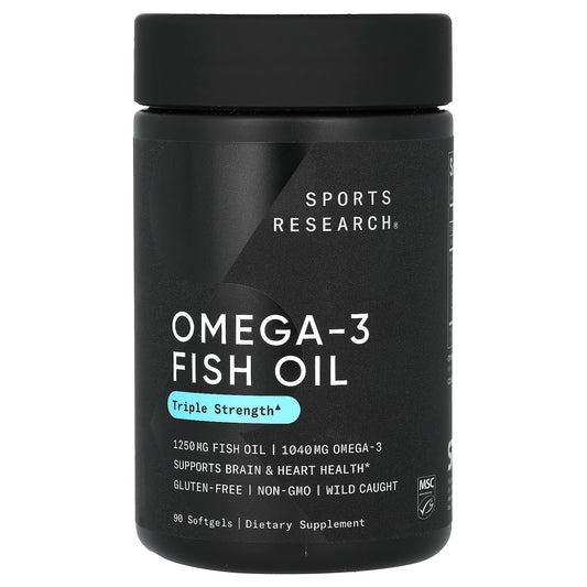 Sports Research-Omega-3 Fish Oil-Triple Strength-90 Softgels