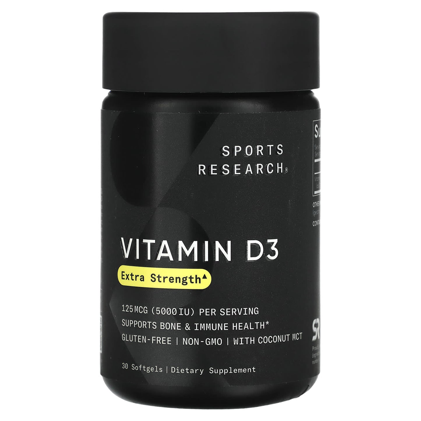 Sports Research-Vitamin D3-Extra Strength-125 mcg (5,000 IU)-30 Softgels