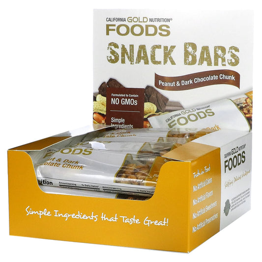 California Gold Nutrition-FOODS - Peanut & Dark Chocolate Chunk Bars-12 Bars-1.4 oz (40 g) Each