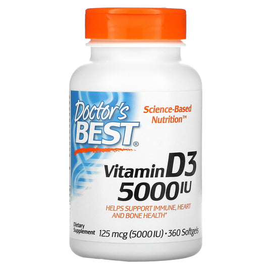 Doctor's Best-Vitamin D3-125 mcg (5,000 IU)-360 Softgels