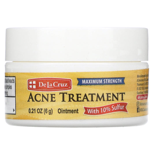 De La Cruz-Acne Treatment Ointment with 10% Sulfur-Maximum Strength-0.21 oz (6 g)