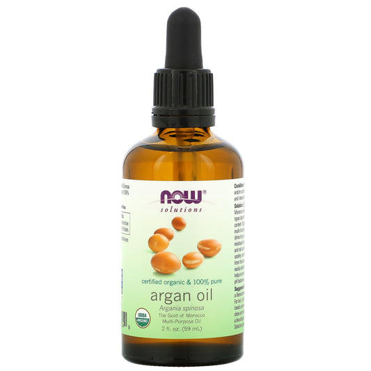 NOW Foods-Solutions-Certified Organic & 100% Pure Argan Oil-2 fl oz (59 ml)