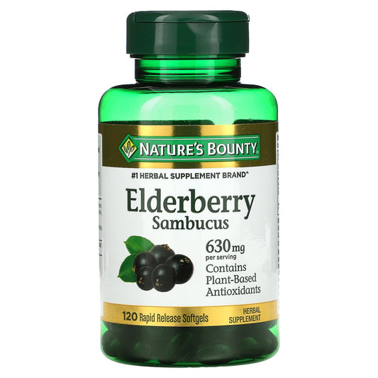 Nature's Bounty-Elderberry Sambucus-630 mg-120 Rapid Release Softgels (210 mg per Softgel)