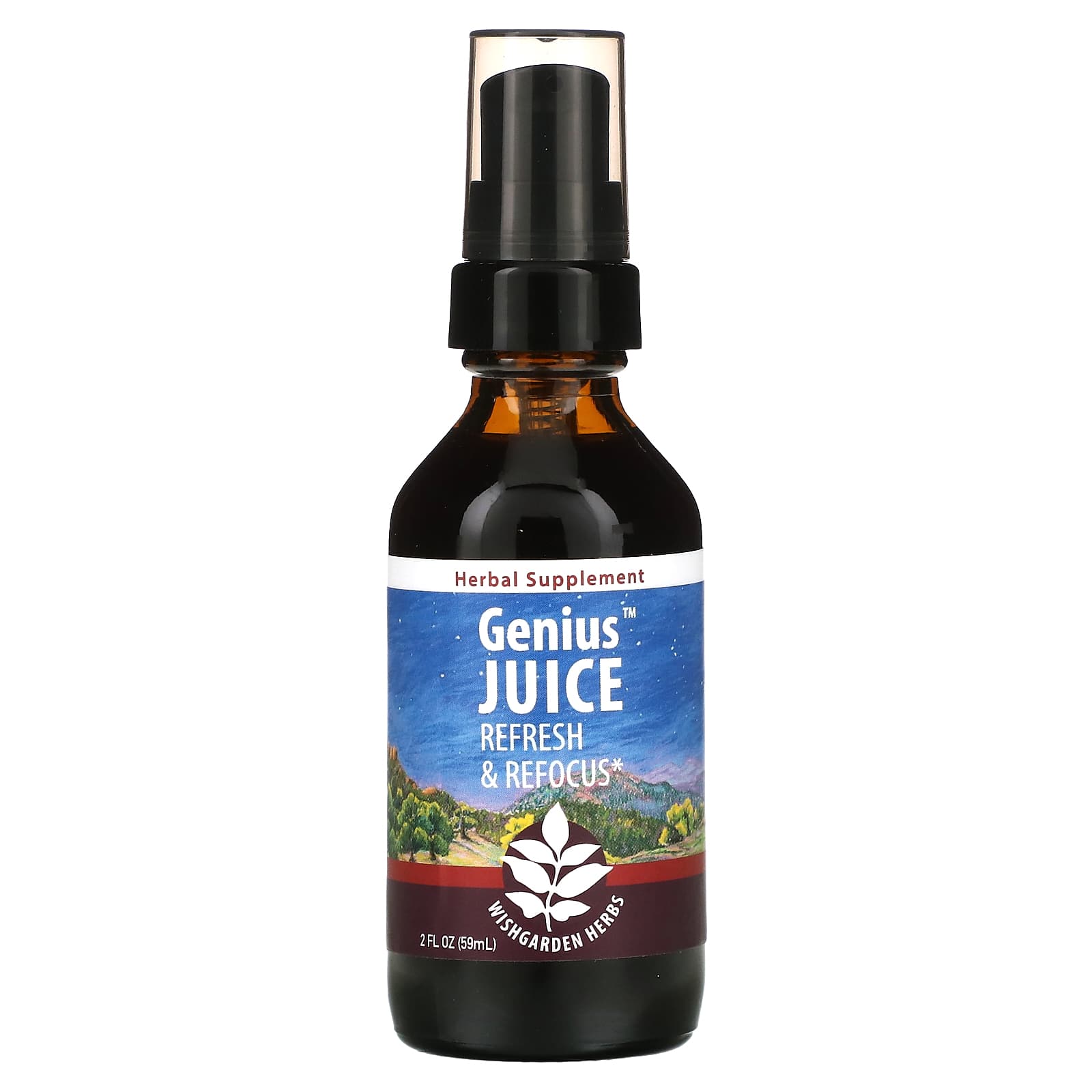 WishGarden Herbs-Genius Juice-Refresh & Refocus-2 fl oz (59 ml)