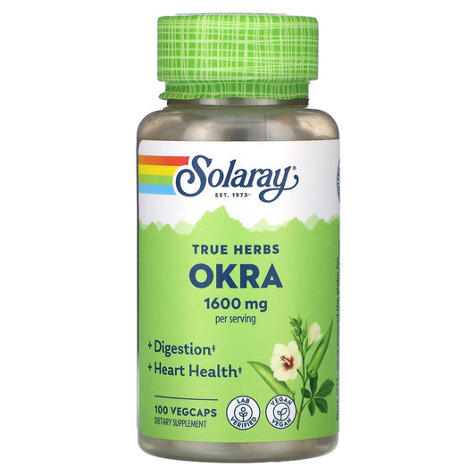 Solaray-True Herbs-Okra-1,600 mg-100 VegCaps (400 mg per Capsule)