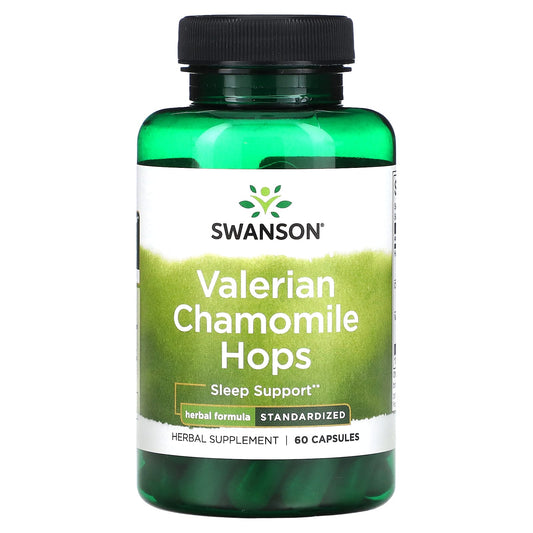 Swanson-Valerian Chamomile Hops-Standardized-60 Capsules