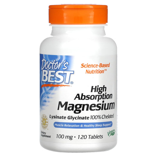 Doctor's Best-High Absorption Magnesium-100 mg-120 Tablets