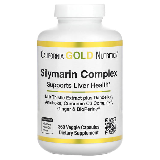 California Gold Nutrition-Silymarin Complex-Milk Thistle Extract Plus Dandelion-Artichoke-Curcumin C3 Complex-Ginger-and BioPerine-360 Veggie Capsules