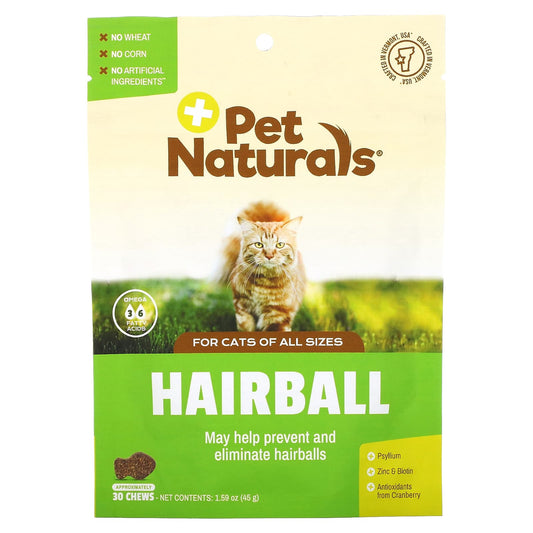 Pet Naturals-Hairball-For Cats-All Sizes-30 Chews-1.59 oz (45 g)