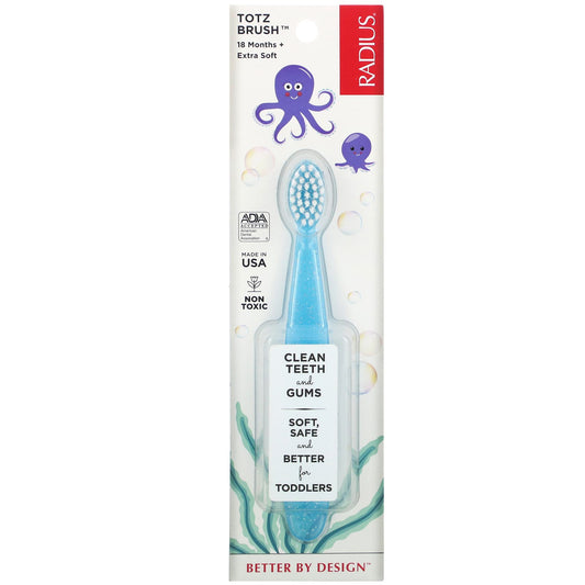 RADIUS-Totz Toothbrush-18 + Months-Extra Soft-Light Blue Sparkle-1 Toothbrush