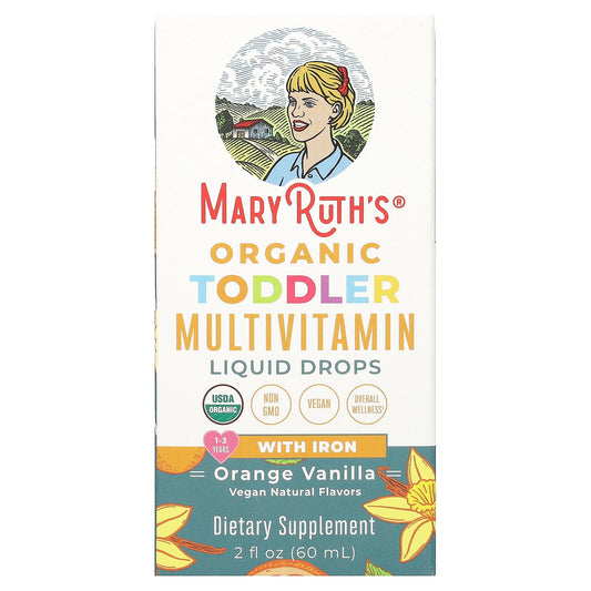 MaryRuth's-Organic Toddler Multivitamin Liquid Drops With Iron-1-3 Years-Orange Vanilla-2 fl oz (60 ml)